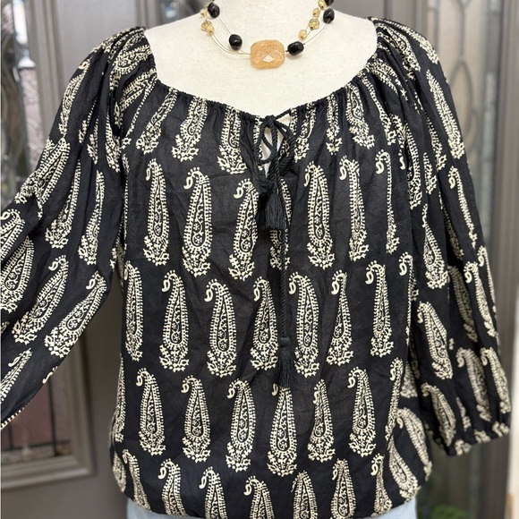 Denim & Supply Ralph Lauren Paisley Print Oversized Tassel Boho Blouse - Picture 5 of 11